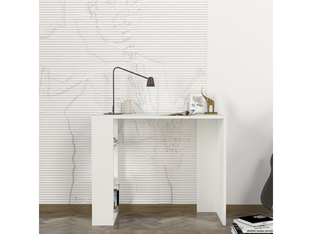 Scrivania in legno "Netenya" - 90 x 40 x 74 cm - Bianco