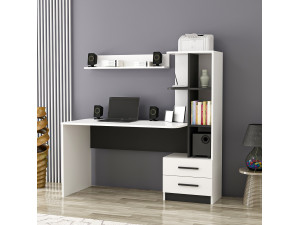 Scrivania in legno "Alaska" - 146 x 60 x 142 cm - Bianco, nero 2