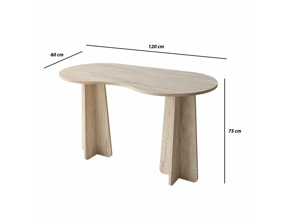 Scrivania "infinita" in legno 120 x 60 x 75 cm - Travertino
