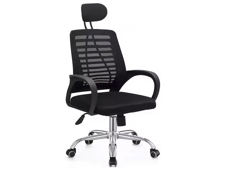 Sedia da ufficio ergonomica regolabile in altezza "Sébastien" con poggiatesta - Nero