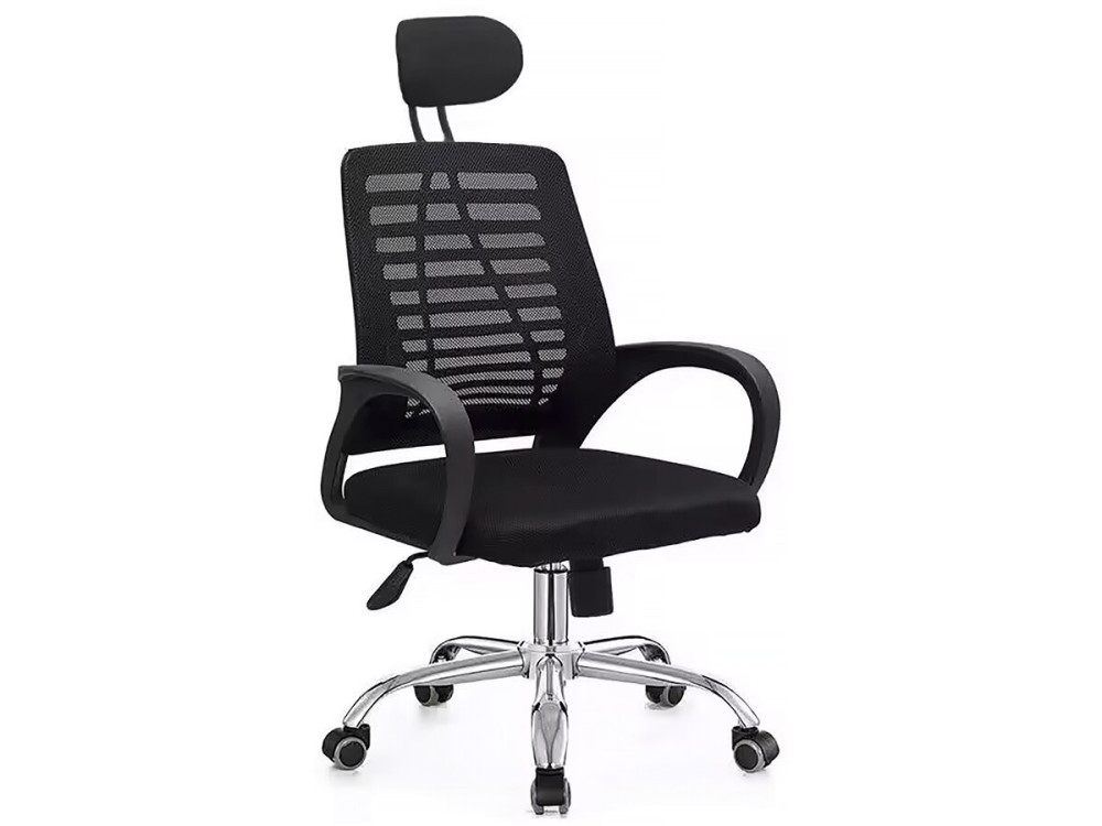 Sedia da ufficio ergonomica regolabile in altezza "Sébastien" con poggiatesta - Nero