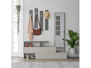 Mobile da ingresso "Ramda" con specchio in legno - 137 x 35 x 154 cm - Grigio antracite 2