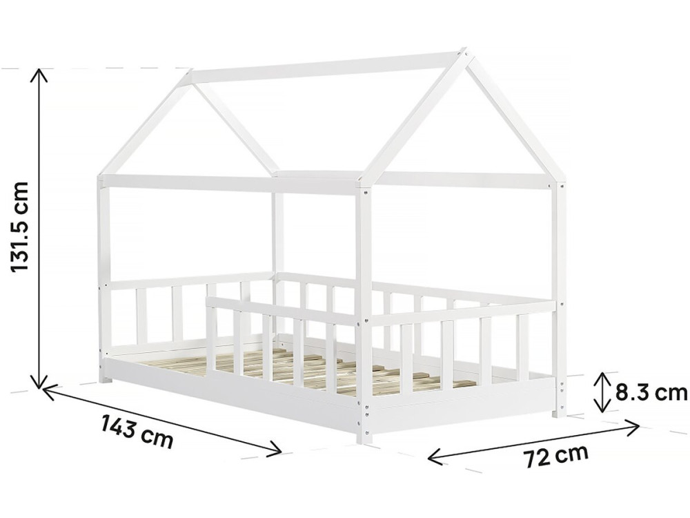 Letto a soppalco per bambini "Mila" - 90 x 190 cm - Bianco