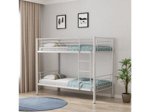 Letto a castello "ADAM" -  90 x 190 cm - Metallo - Bianco 2
