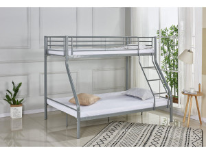 Letto a castello in metallo "Leo" incl. rete - 90/140 x 190 cm - Grigio 2
