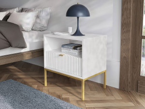 Comodino in legno "Tunis" - Bianco 2