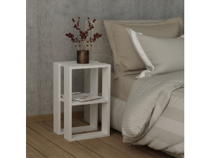 Comodino in legno "Lonie" 30 x 30 x 55 cm - Bianco 2