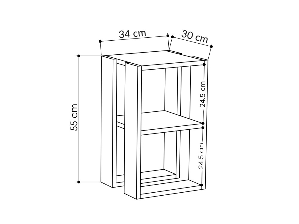 Comodino in legno "Lonie" 30 x 30 x 55 cm - Bianco