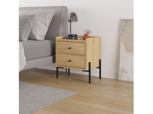 Comodino in legno "Malta" - 45 x 35 x 52 cm - Marrone chiaro 2