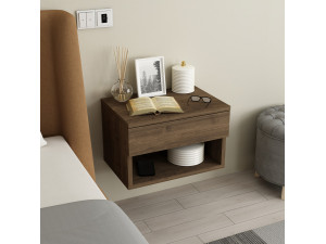 Comodino in legno "Ribes" - 45 x 32 x 29 cm - Marrone 2