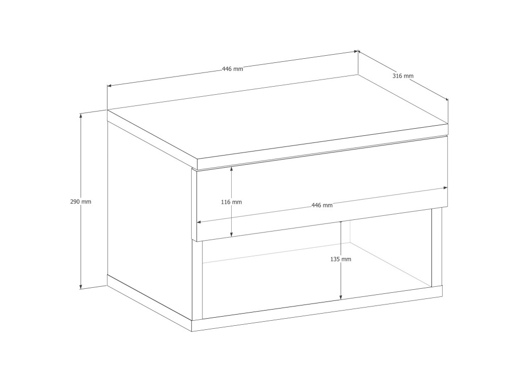 Comodino in legno "Ribes" - 45 x 32 x 29 cm - Marrone
