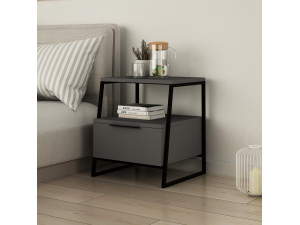 Comodino in legno "Pal" - 45 x 40 x 50 cm - Grigio antracite 2