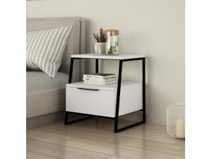 Comodino in legno "Pal" 45 x 40 x 50 cm - Bianco 2