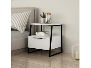 Comodino in legno "Pal" 45 x 41 x 50 cm - Bianco 2