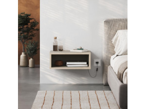 Comodino in legno "Brik" con luce LED - 45 x 30 x 18 cm - Pietra arenaria 2