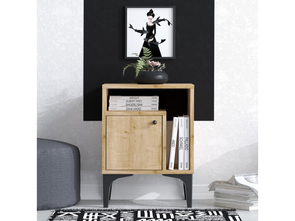 Comodino in legno "Nuno" - 40 x 35 x 55 cm - Beige