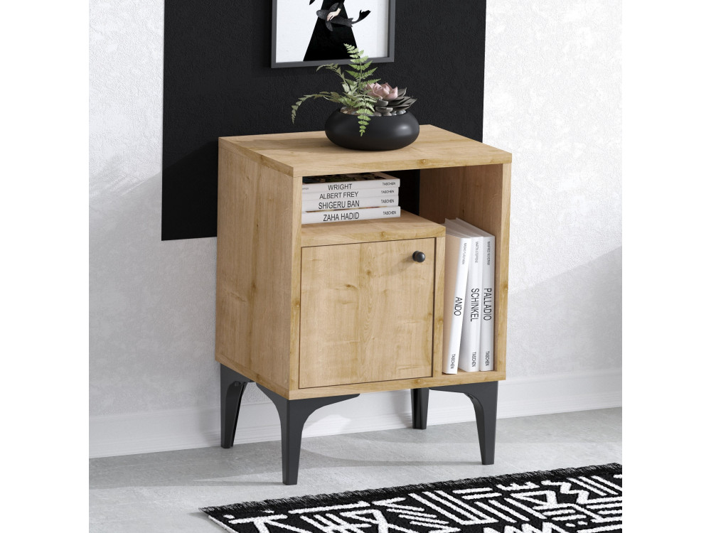 Comodino in legno "Nuno" - 40 x 35 x 55 cm - Beige