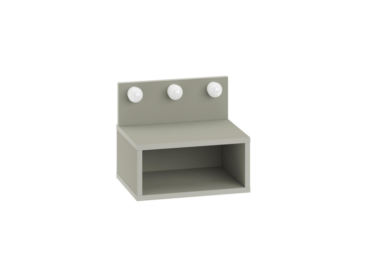 Comodino "Treo" con lampadina in legno - 40 x 30 x 34 cm - Grigio