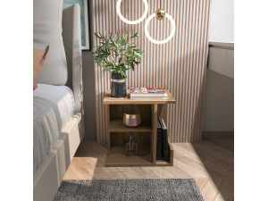 Comodino in legno "Karamira" - 45 x 35 x 45 cm - Marrone 2