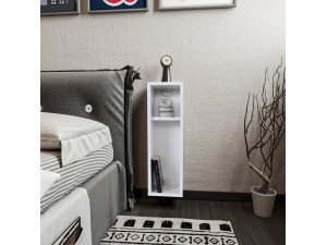 Comodino in legno "Turra" - 20 x 15 x 65 cm - Bianco 2