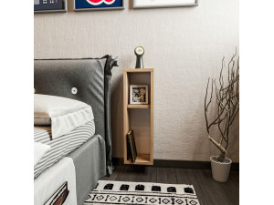 Comodino in legno "Turra" - 20 x 15 x 65 cm - Marrone 2