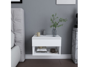 Comodino in legno "Jamot" - 45 x 29 x 32 cm - Bianco 2