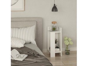 Comodino in legno "Elos Right" - 25 x 27 x 60 cm - Bianco 2