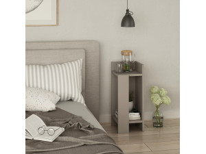 Comodino in legno "Elos Right" - 25 x 27 x 60 cm - Marrone chiaro moka 2