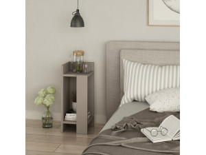 Comodino in legno "Elos Left" - 25 x 27 x 60 cm - Marrone moka chiaro 2