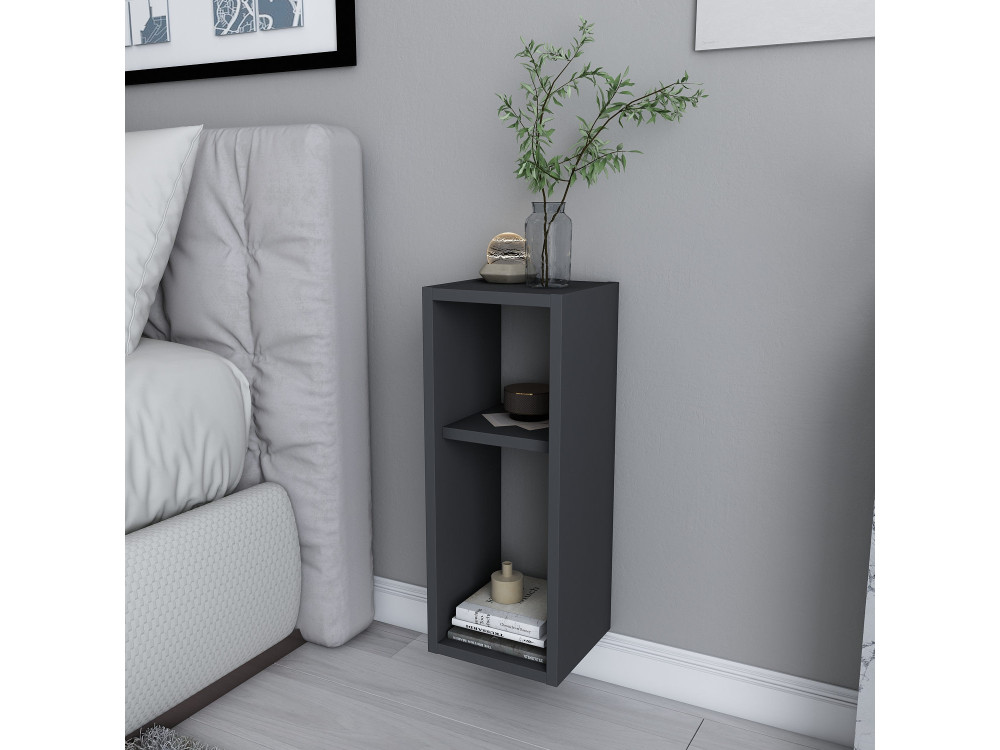 Comodino in legno "Sault" - 23 x 22 x 60 cm - Grigio antracite