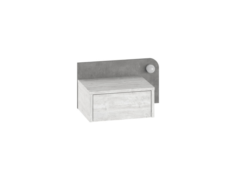 Comodino "Dotta" con lampadina in legno - 52 x 30 x 28 cm - Grigio