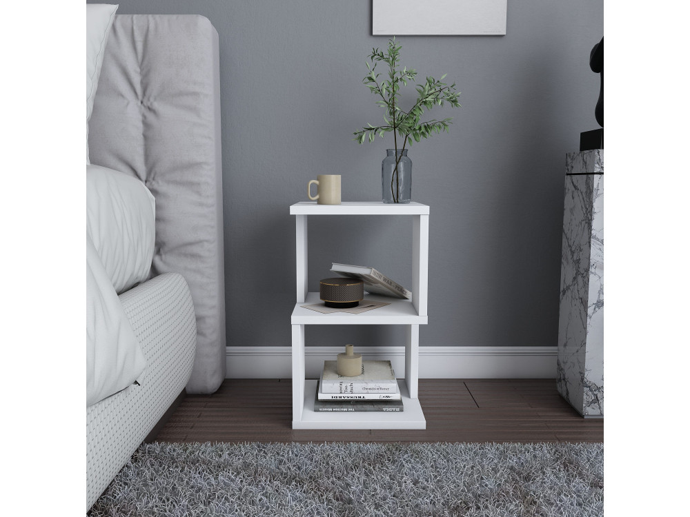 Comodino in legno "Carter" - 30 x 30 x 49 cm - Bianco
