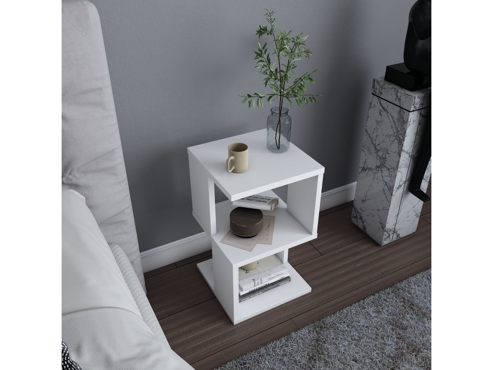 Comodino in legno "Carter" - 30 x 30 x 49 cm - Bianco