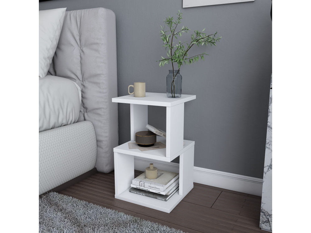 Comodino in legno "Carter" - 30 x 30 x 49 cm - Bianco