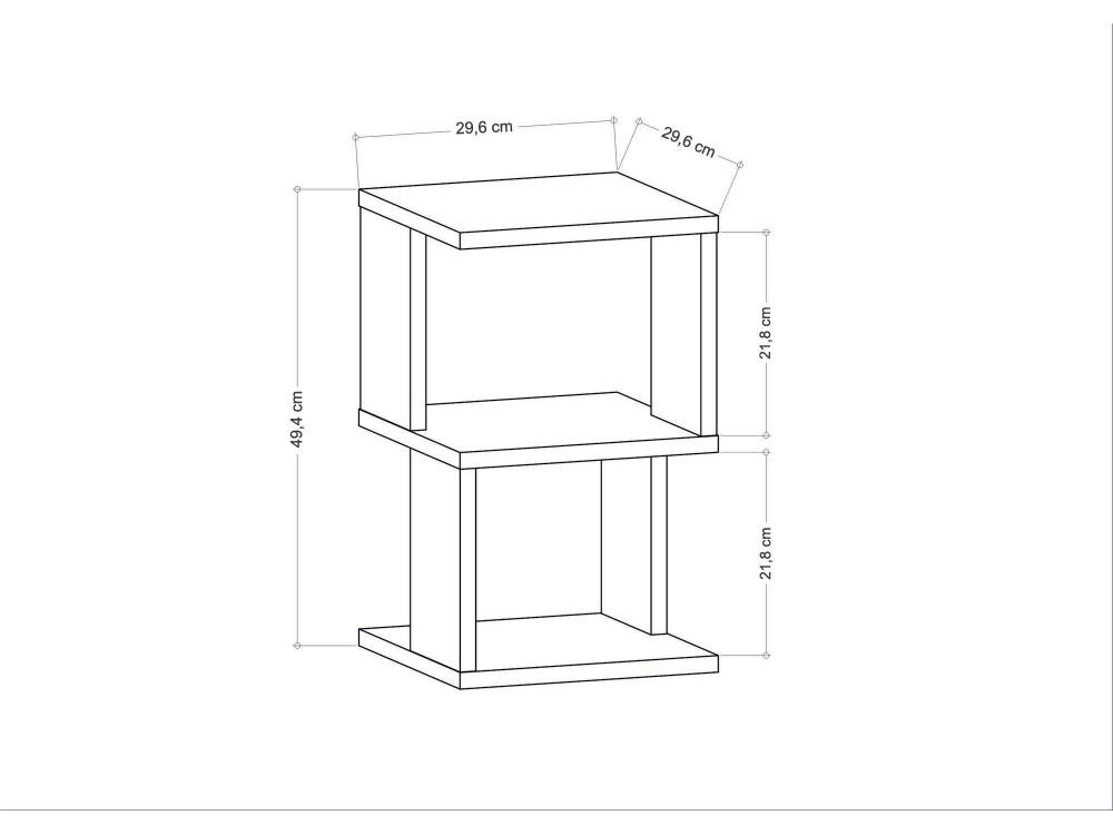 Comodino in legno "Carter" - 30 x 30 x 49 cm - Bianco
