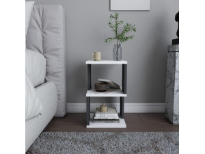 Comodino in legno "Carter" 29,6 x 29,6 x 49,4 cm - Bianco 2