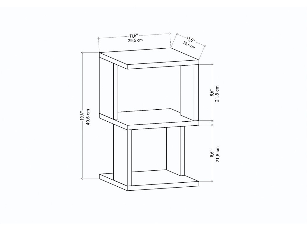 Comodino in legno "Carter" 29,6 x 29,6 x 49,4 cm - Rovere