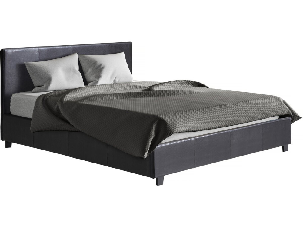 Letto doppio con contenitore "Carla" - Nero - 140 x 190 cm