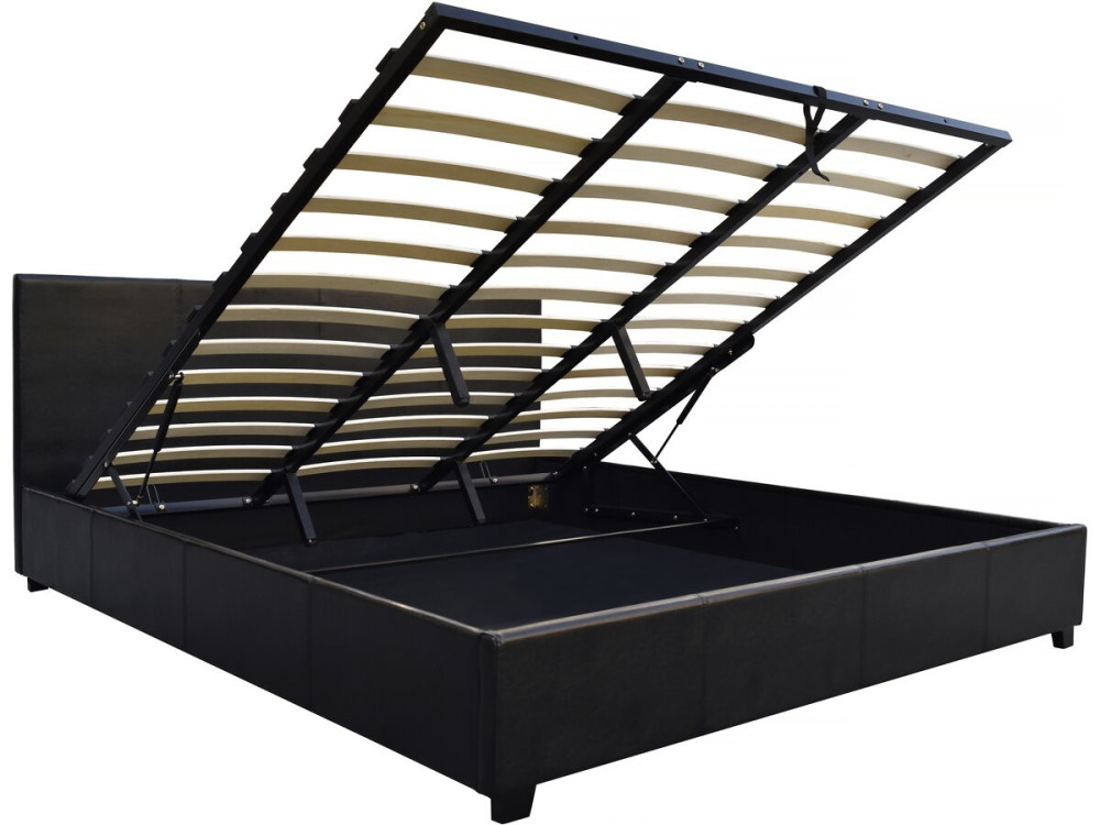 Letto doppio con contenitore "Carla" - Nero - 140 x 190 cm