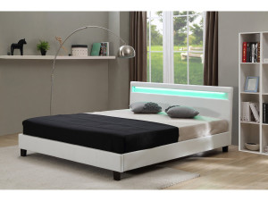 Letto con led "Maria" - 140 x 190 cm - Bianco 2