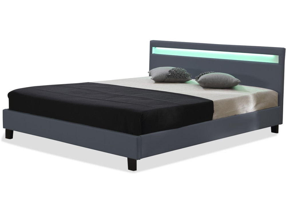 Letto con led "Maria" - 140 x 190 cm - Grigio