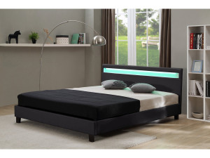 Letto con led "Maria" - 140 x 190 cm - Nero 2