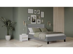 Letto "Lina"- 90 x 190 cm - Grigio chiaro 2