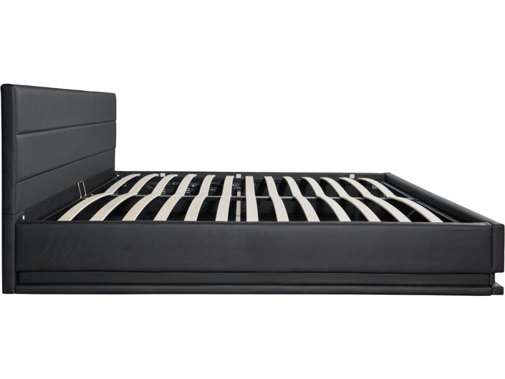 Letto LED con contenitore "Anastasia" - 140 x 190 cm - Nero