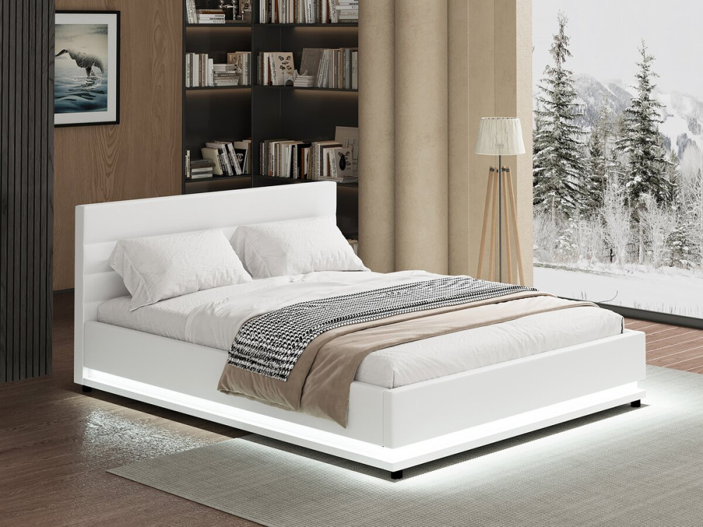 Letto LED con contenitore "Anastasia" - 180 x 200 cm - Bianco