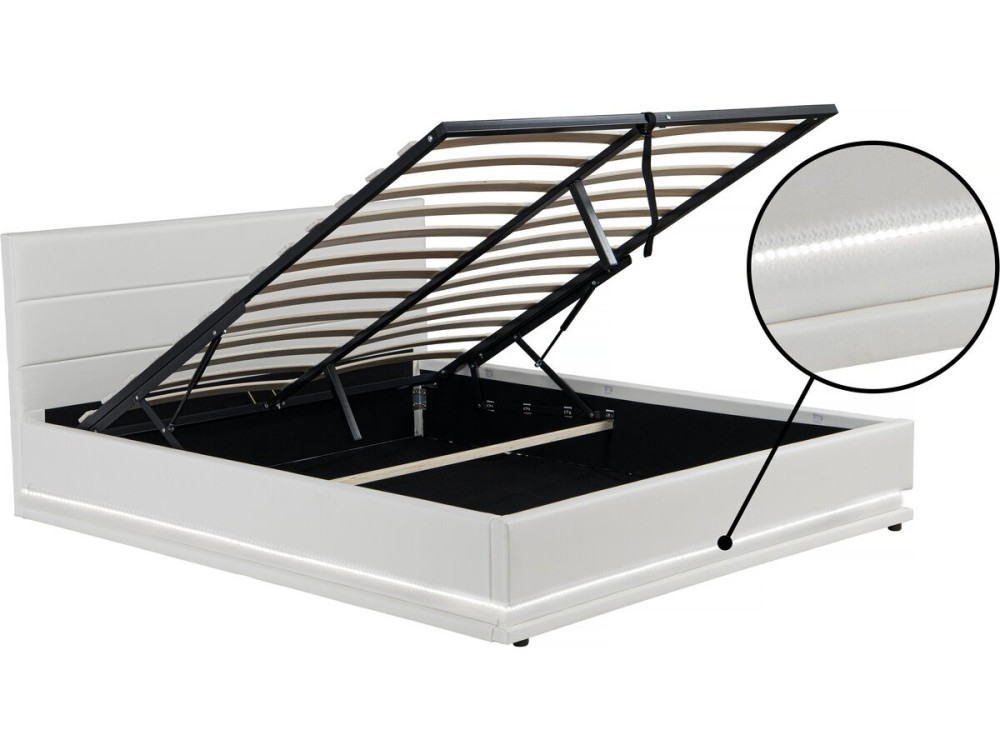 Letto LED con contenitore "Anastasia" - 180 x 200 cm - Bianco