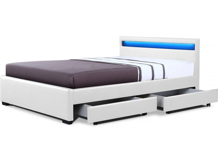Letto con LED "Nico" - 140 × 190 cm - Bianco
