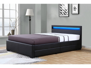 Letto con LED "Nico" - 140 × 190 cm - Nero 2