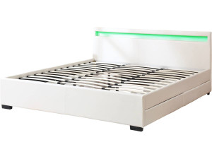 Letto matrimoniale a LED "Nico" - 180 x 200 cm - Bianco