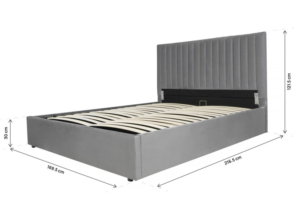 Letto "Mia" con cassettone - 160 x 200 cm - Grigio